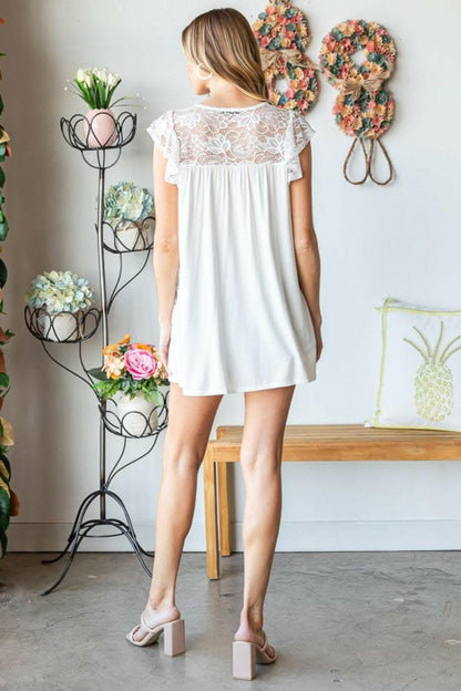Heimish Full Size Round Neck Cap Sleeve Lace Top - Love Salve 