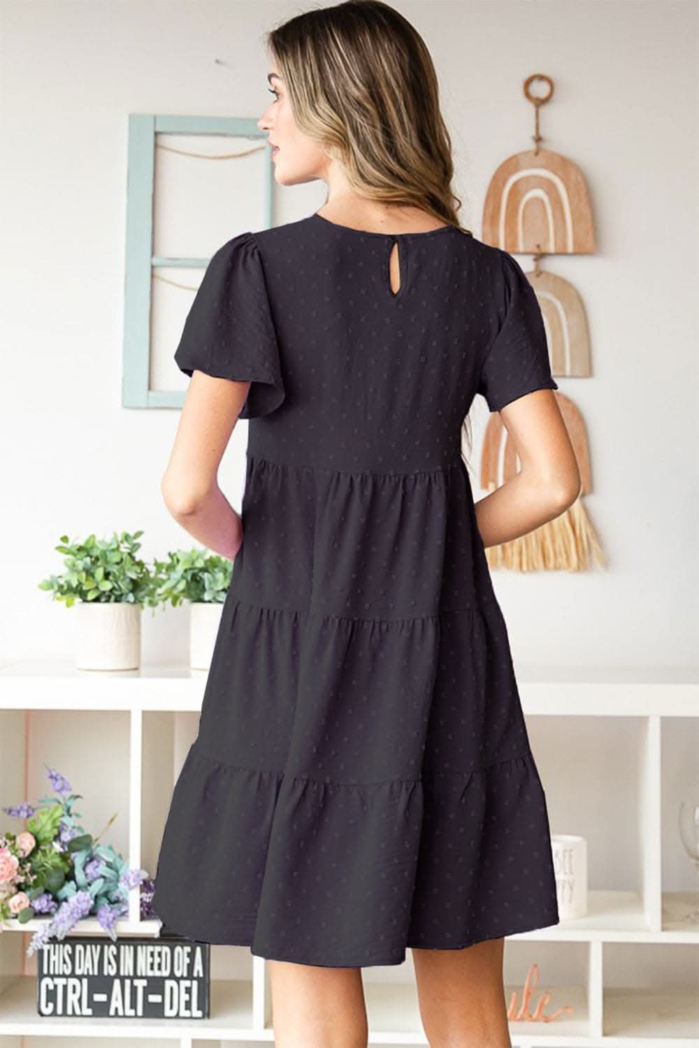 Heimish Swiss Dot Short Sleeve Tiered Dress for Effortless Style - Love Salve 