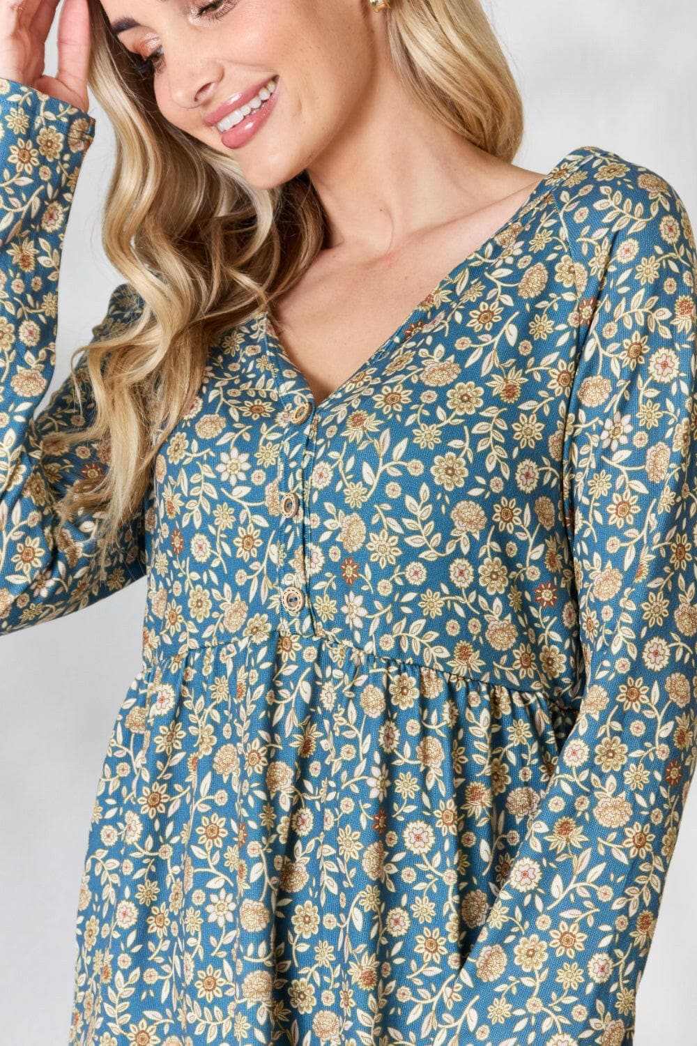 Heimish floral half-button blouse - Love Salve 