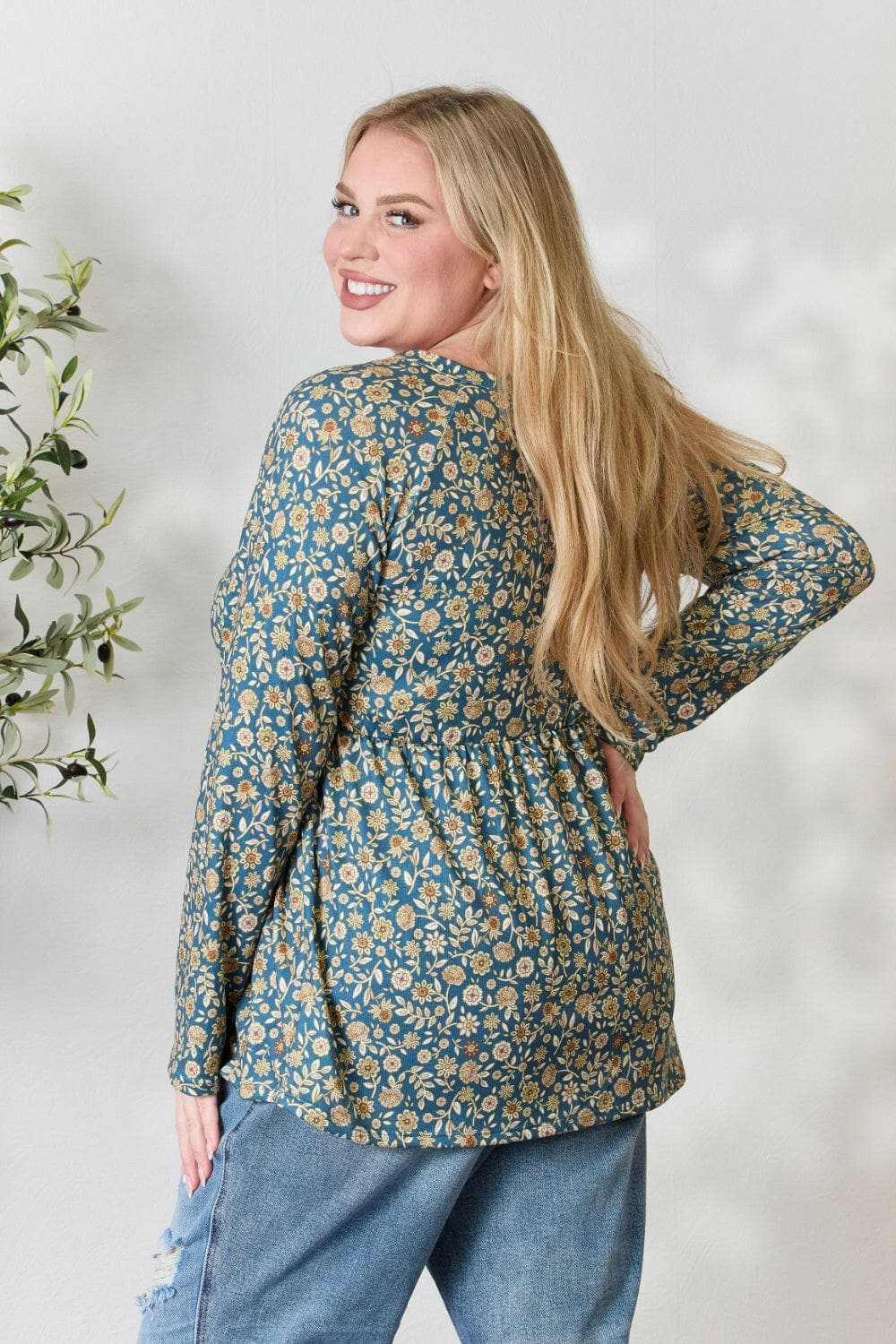 Heimish floral half-button blouse - Love Salve 
