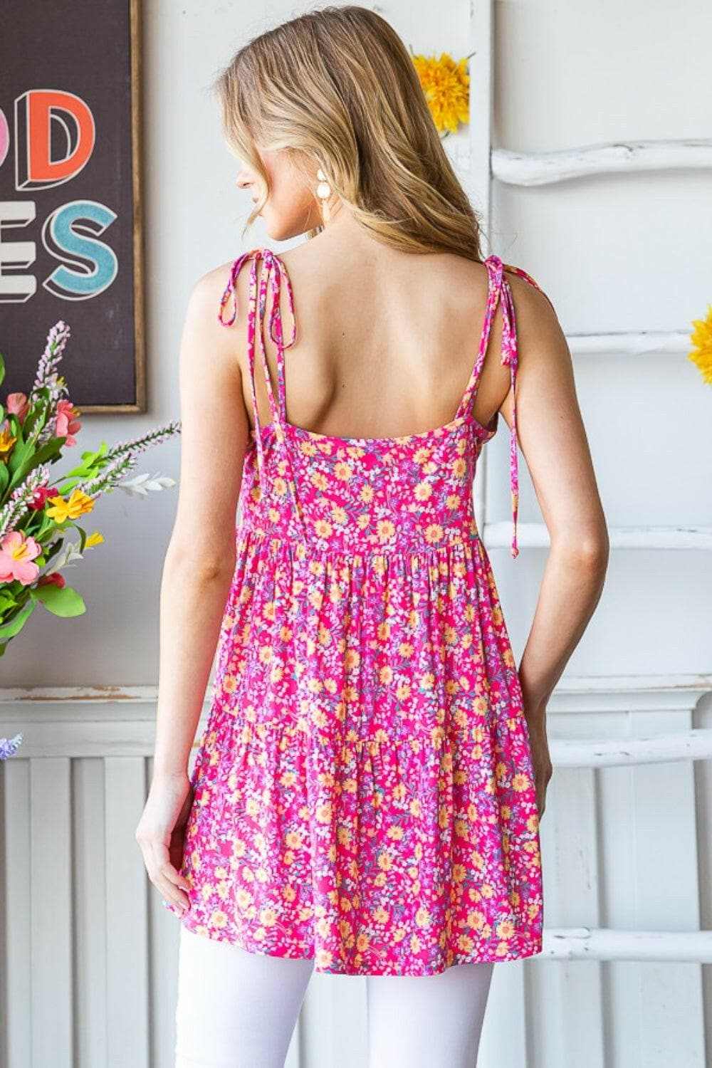 Heimish floral tie shoulder cami - Love Salve 