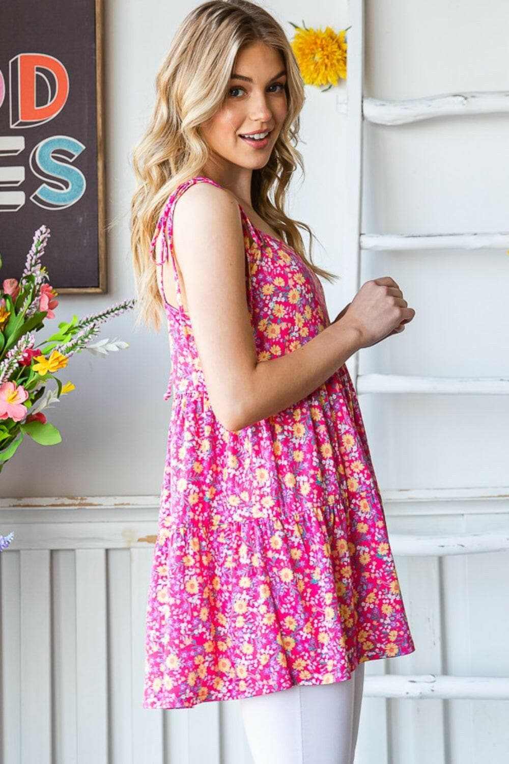 Heimish floral tie shoulder cami - Love Salve 