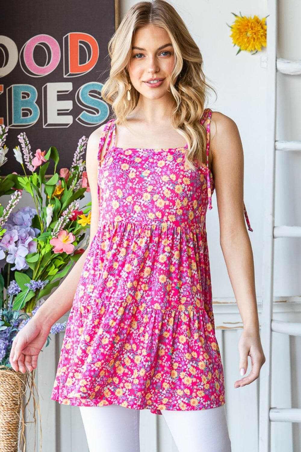 Heimish floral tie shoulder cami - Love Salve 