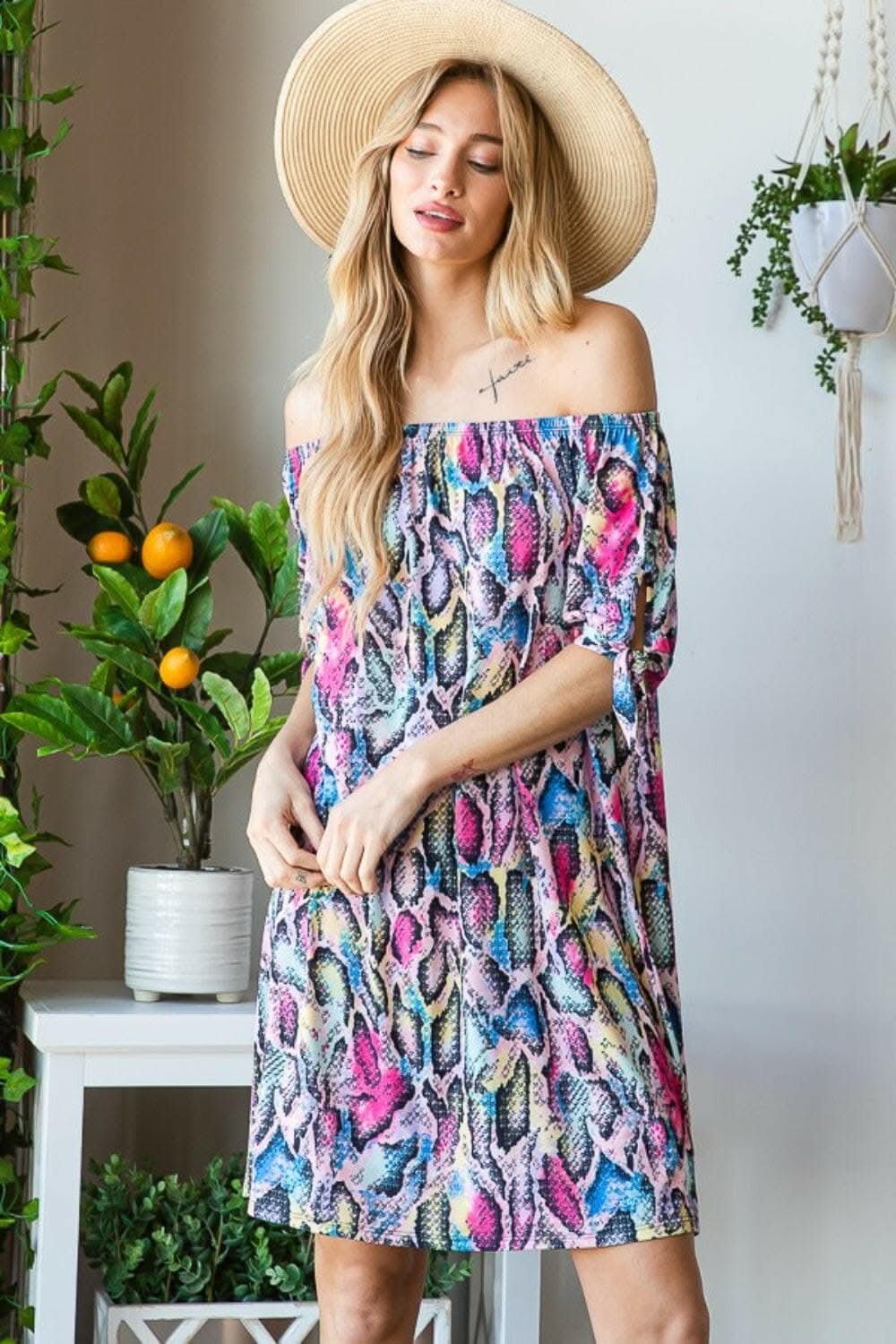 Heimish off-shoulder snake mini dress - Love Salve 