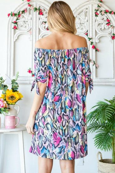 Heimish off-shoulder snake mini dress - Love Salve 