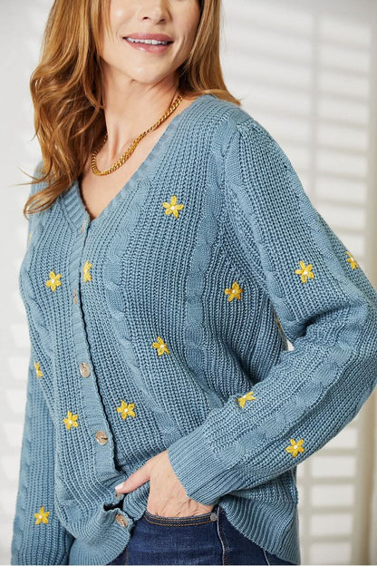 Heyson floral embroidered cardigan - Love Salve 