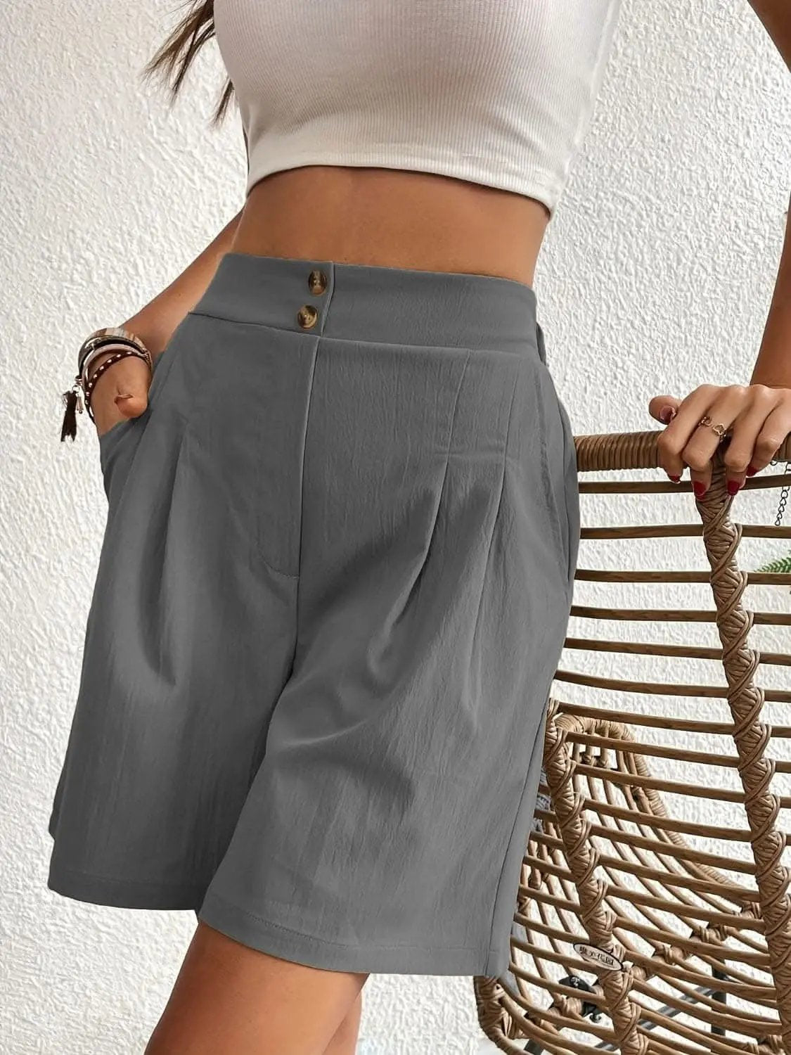 High-waisted pocket shorts for women - Love Salve 