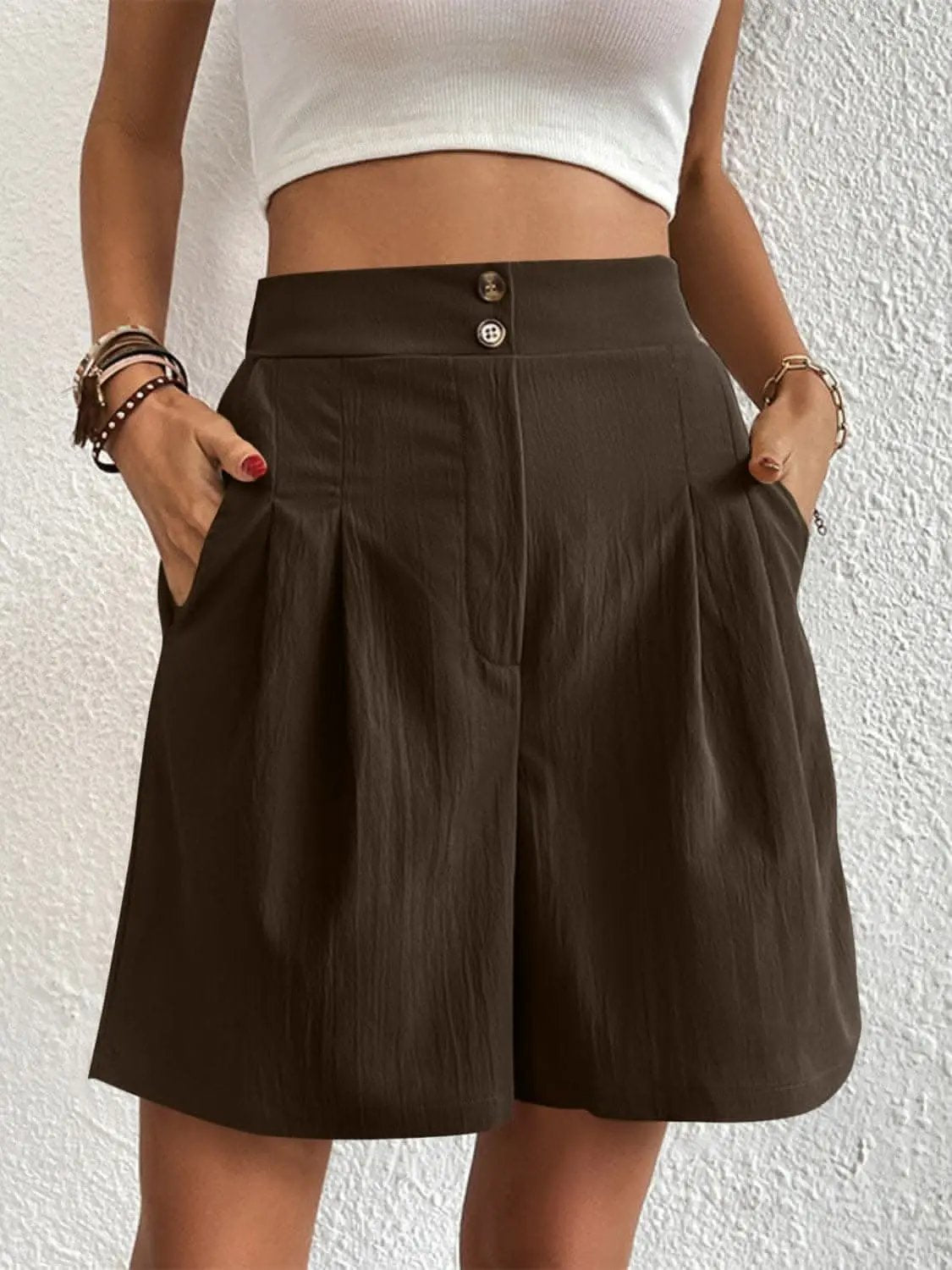 High-waisted pocket shorts for women - Love Salve 