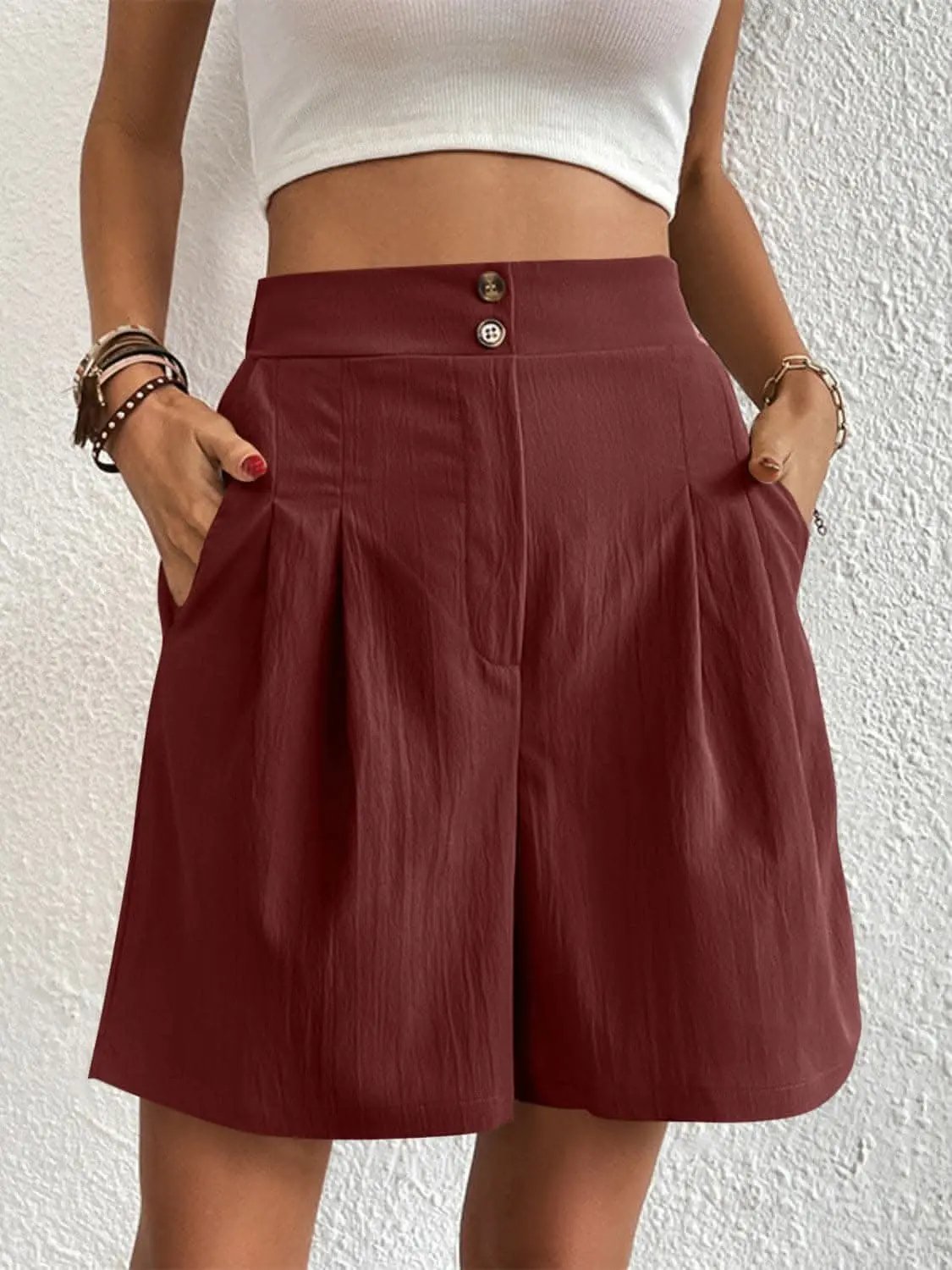 High-waisted pocket shorts for women - Love Salve 