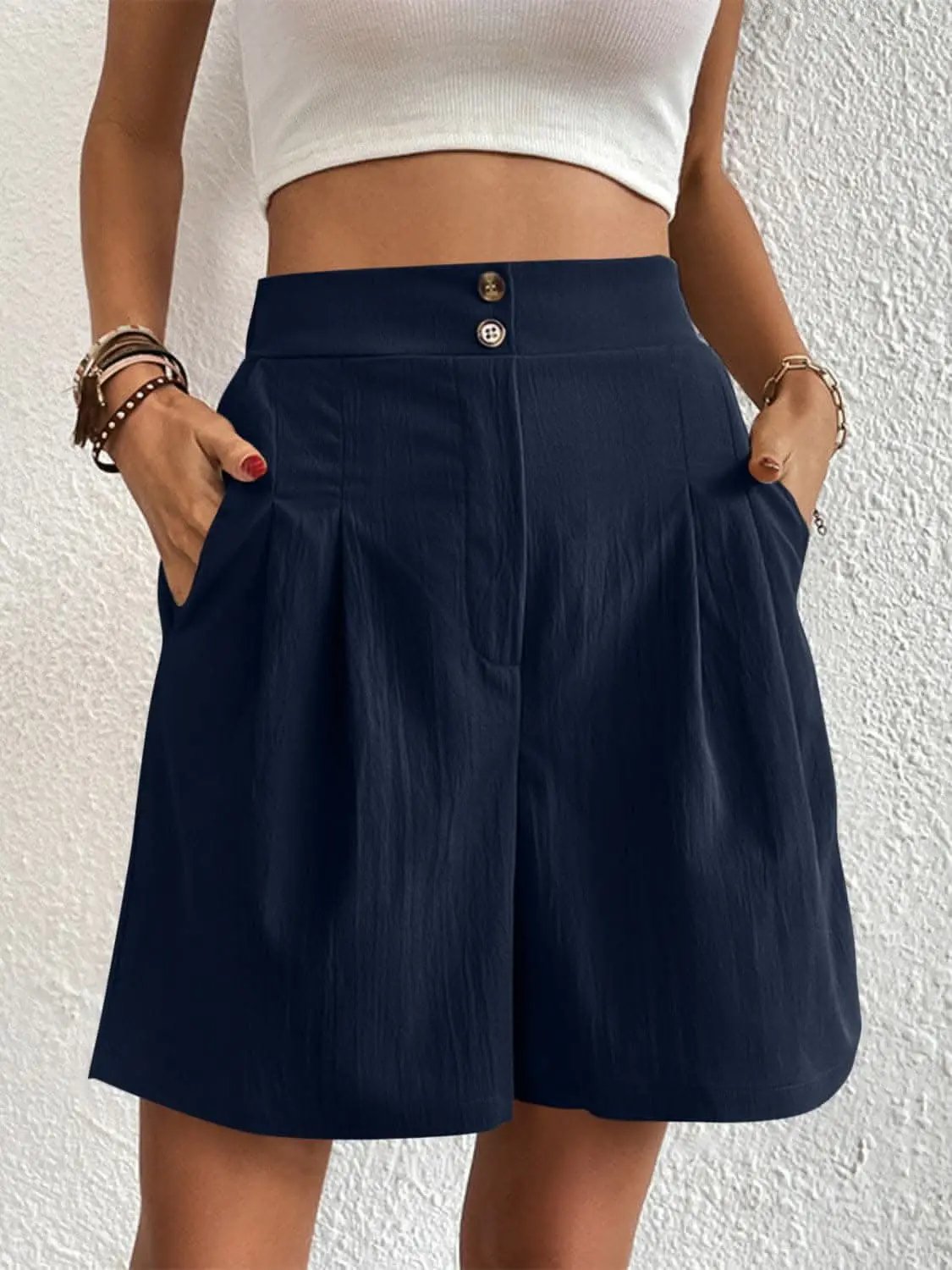 High-waisted pocket shorts for women - Love Salve 