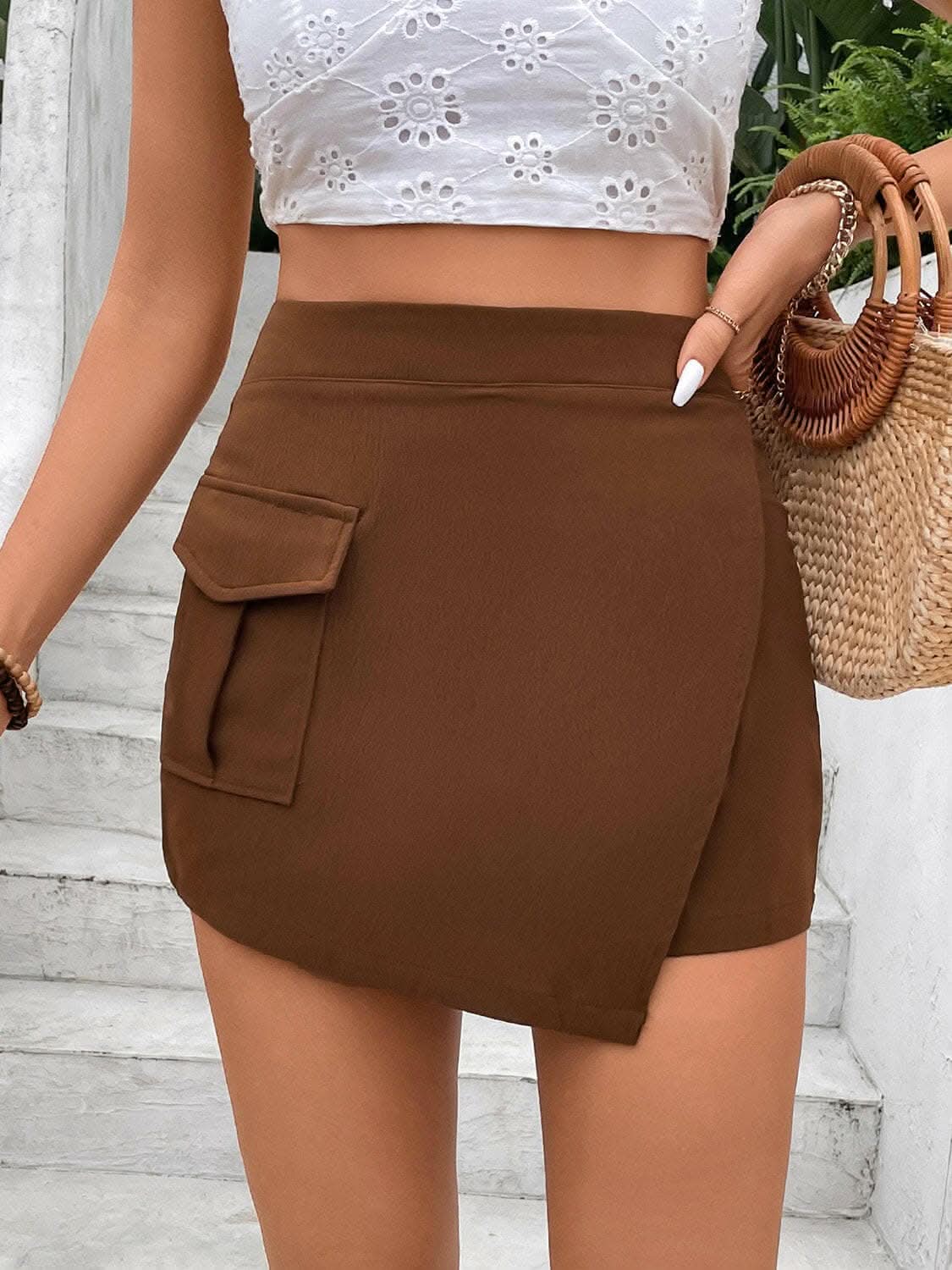 High waist pocketed shorts - Love Salve 