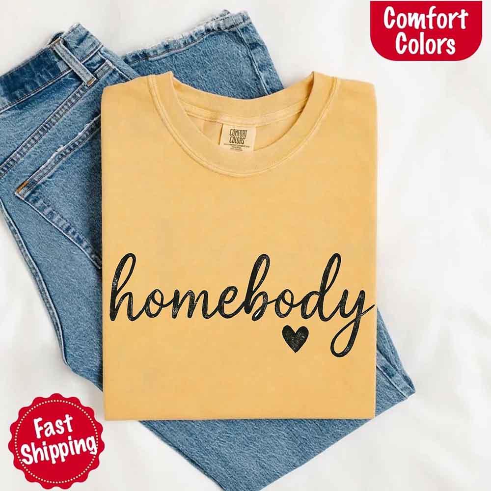 Adorb Custom Tees Homebody Comfort Colors Tee worn casually, demonstrating its versatility for everyday comfort and style.