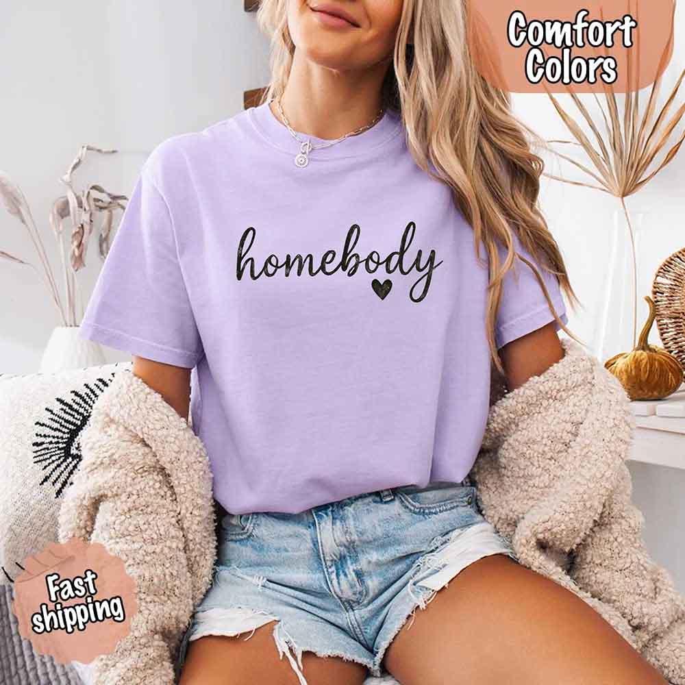 Adorb Custom Tees Homebody Comfort Colors Tee neatly folded, displaying the soft fabric and quality construction for discerni