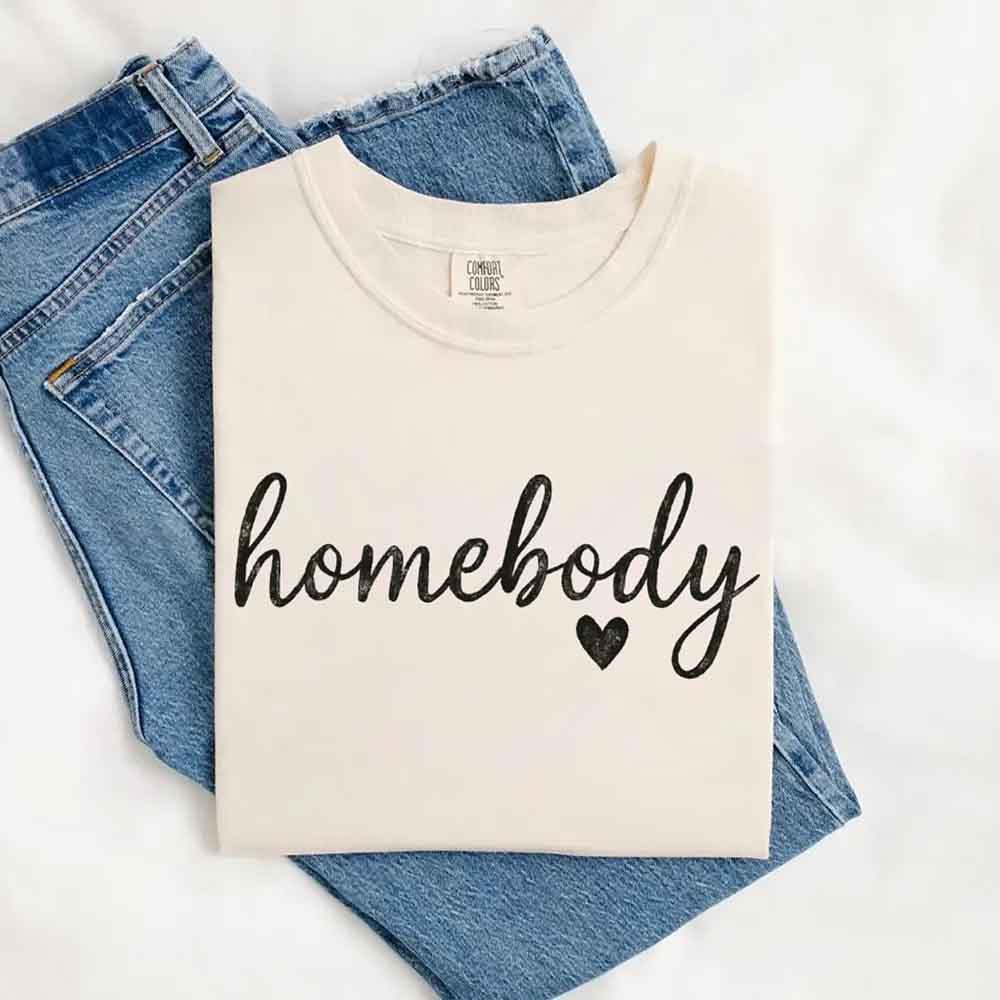 Adorb Custom Tees Homebody Comfort Colors Tee, a comfortable casual relaxed fit shirt in a soft, earthy tone, ideal for every