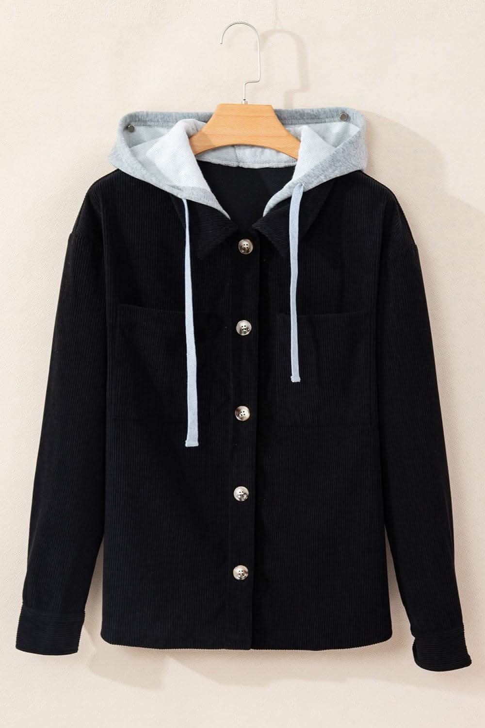 Hooded drawstring jacket with pockets - Love Salve 