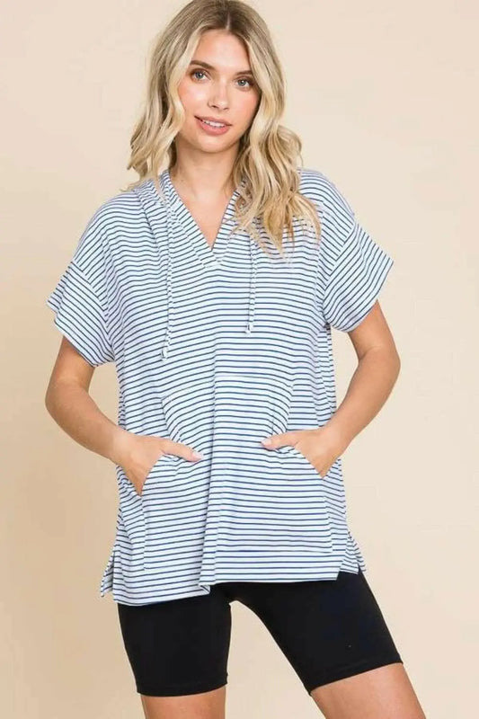 Hooded top with stylish stripes - Love Salve 
