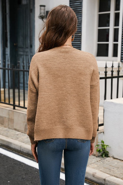 Horizontal Ribbed Cardigan - Soft Acrylic 