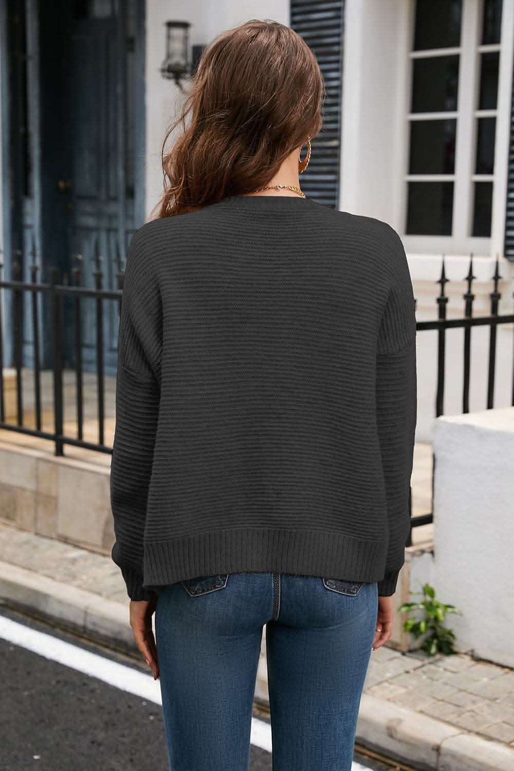 Horizontal Ribbed Cardigan - Soft Acrylic 
