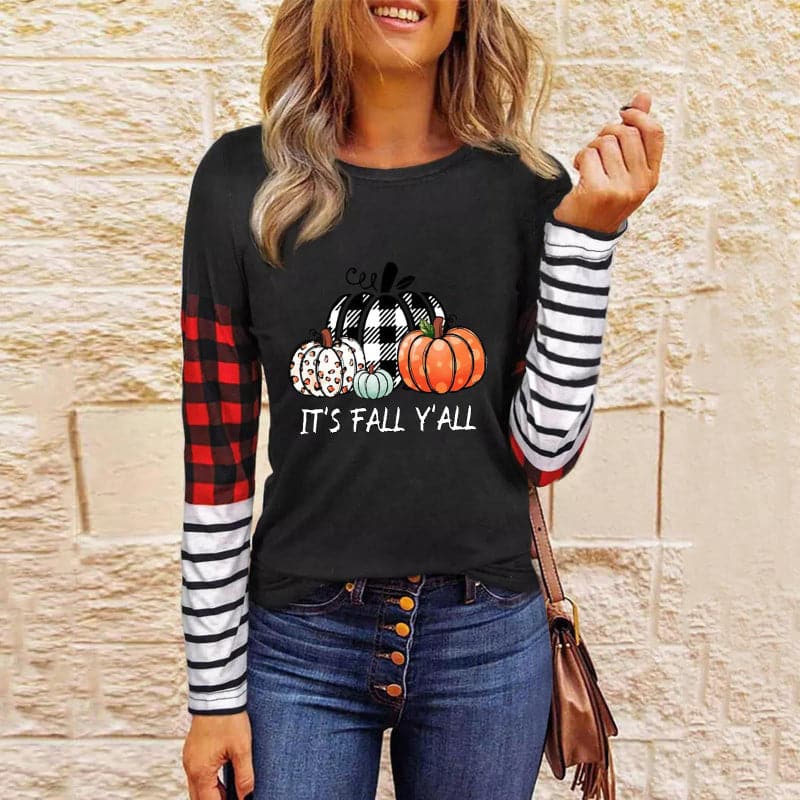 Spook-tacular women's patchwork knit top for Halloween fun