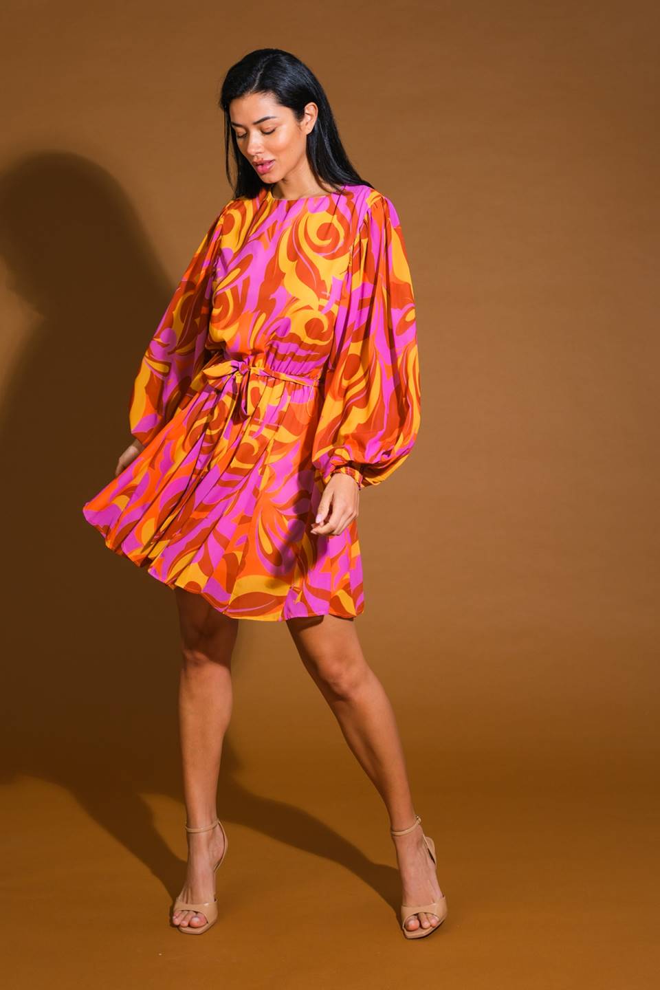 CROSS YOUR MIND WOVEN MINI DRESS Flying Tomato