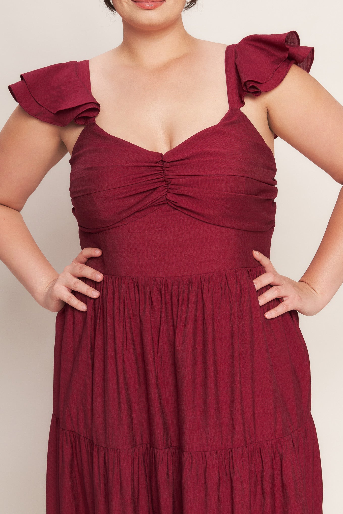 SUMMER MILK DEEP RED WOVEN MAXI DRESS - Love Salve