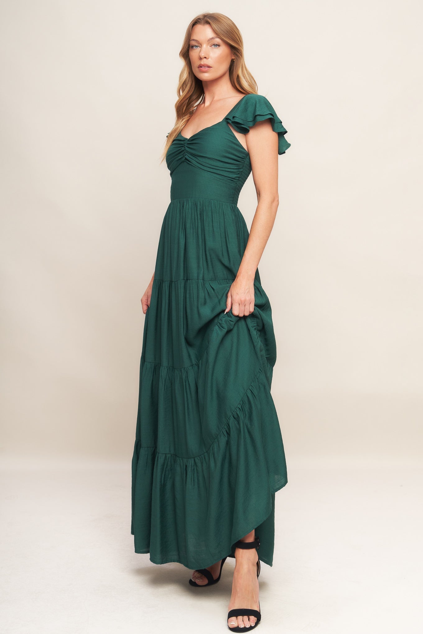 SUMMER MILK FOREST GREEN WOVEN MAXI DRESS Flying Tomato
