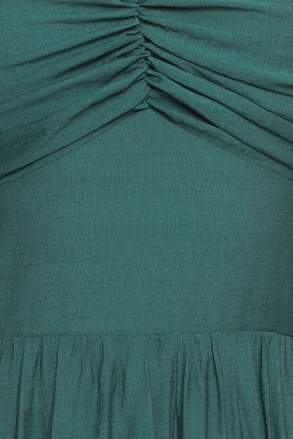 SUMMER MILK FOREST GREEN WOVEN MAXI DRESS