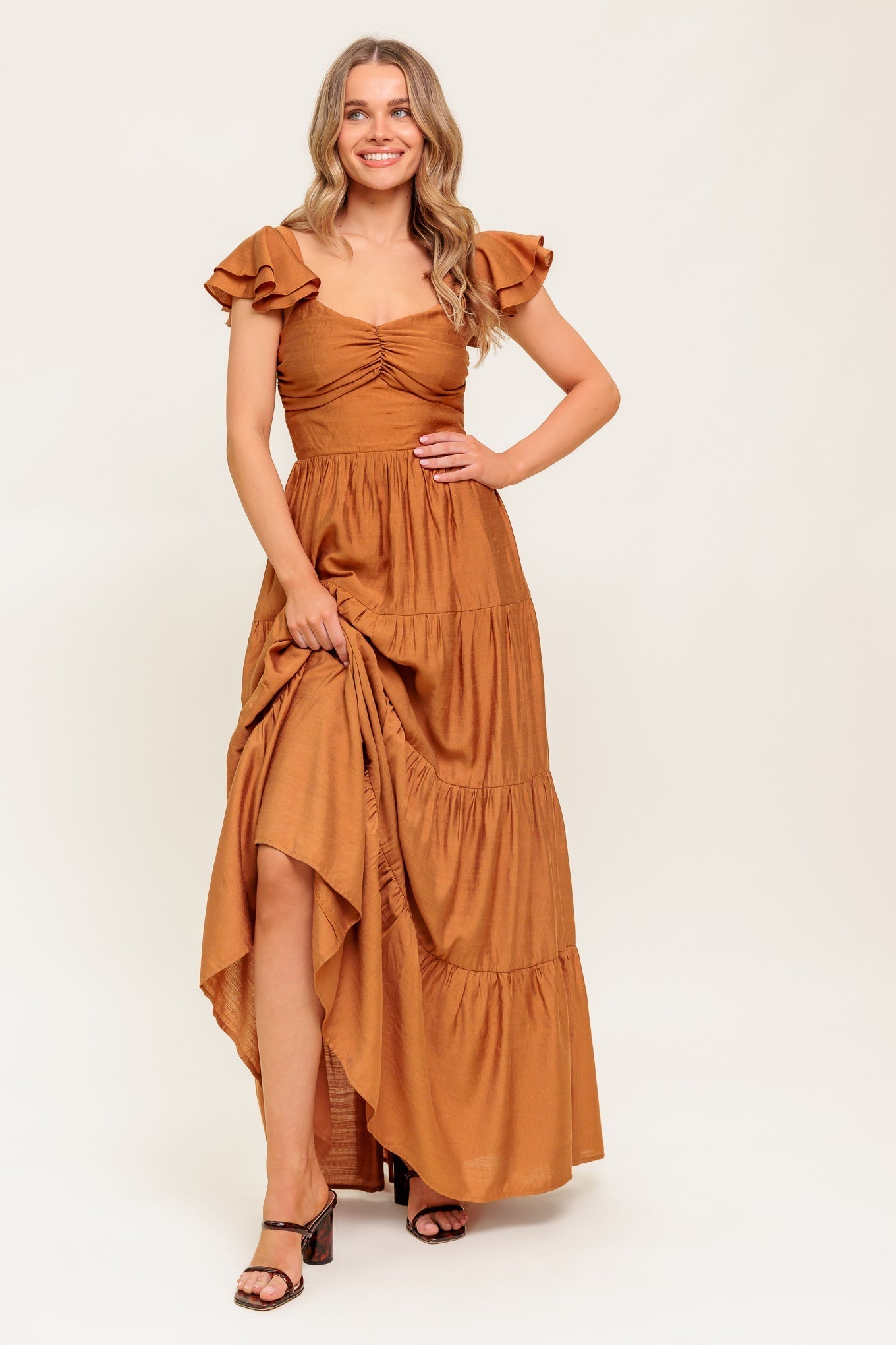 SUMMER MILK RUST WOVEN MAXI DRESS Flying Tomato