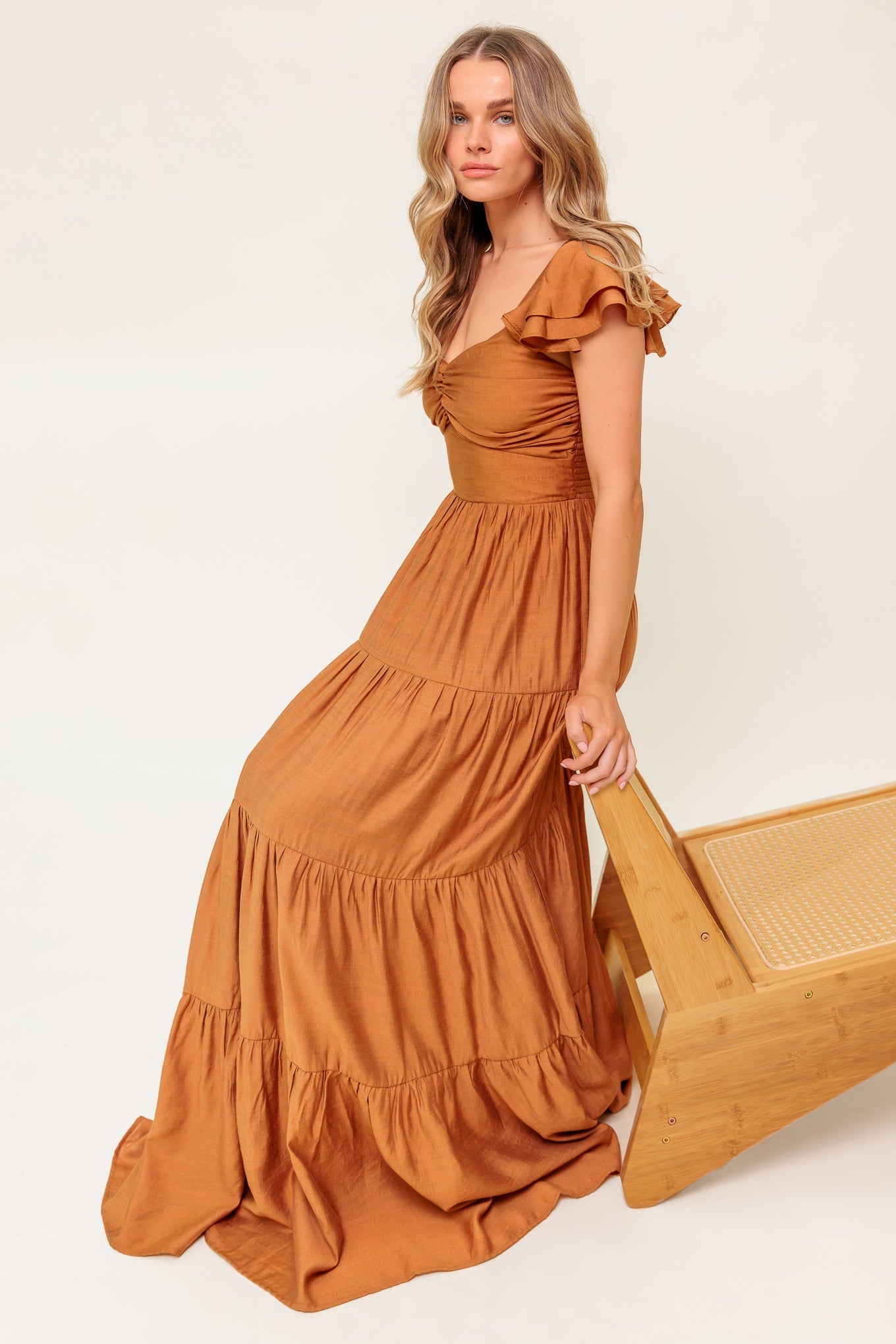 SUMMER MILK RUST WOVEN MAXI DRESS Flying Tomato