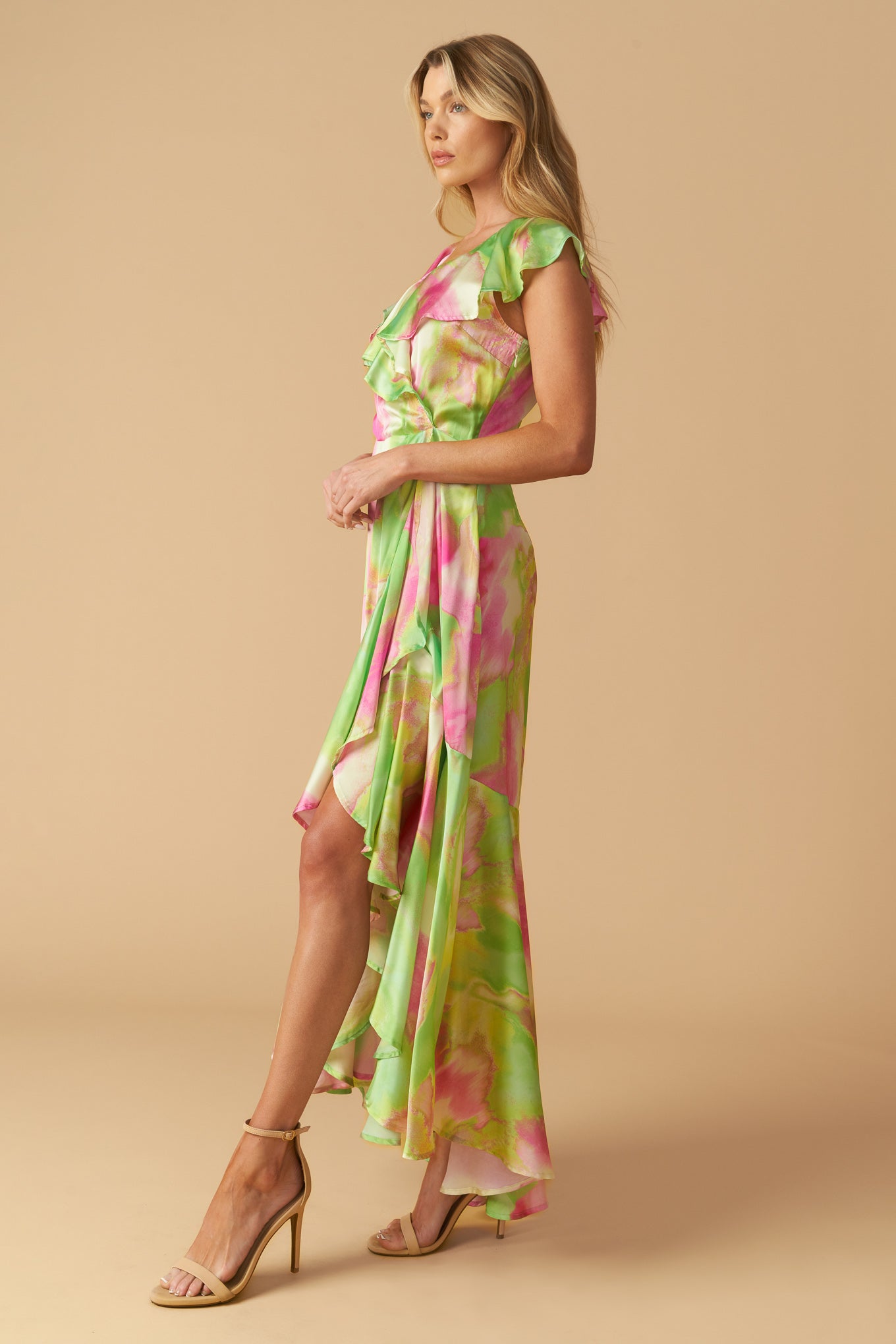 LA BEBE WOVEN SATIN MAXI DRESS Flying Tomato
