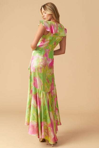 LA BEBE WOVEN SATIN MAXI DRESS