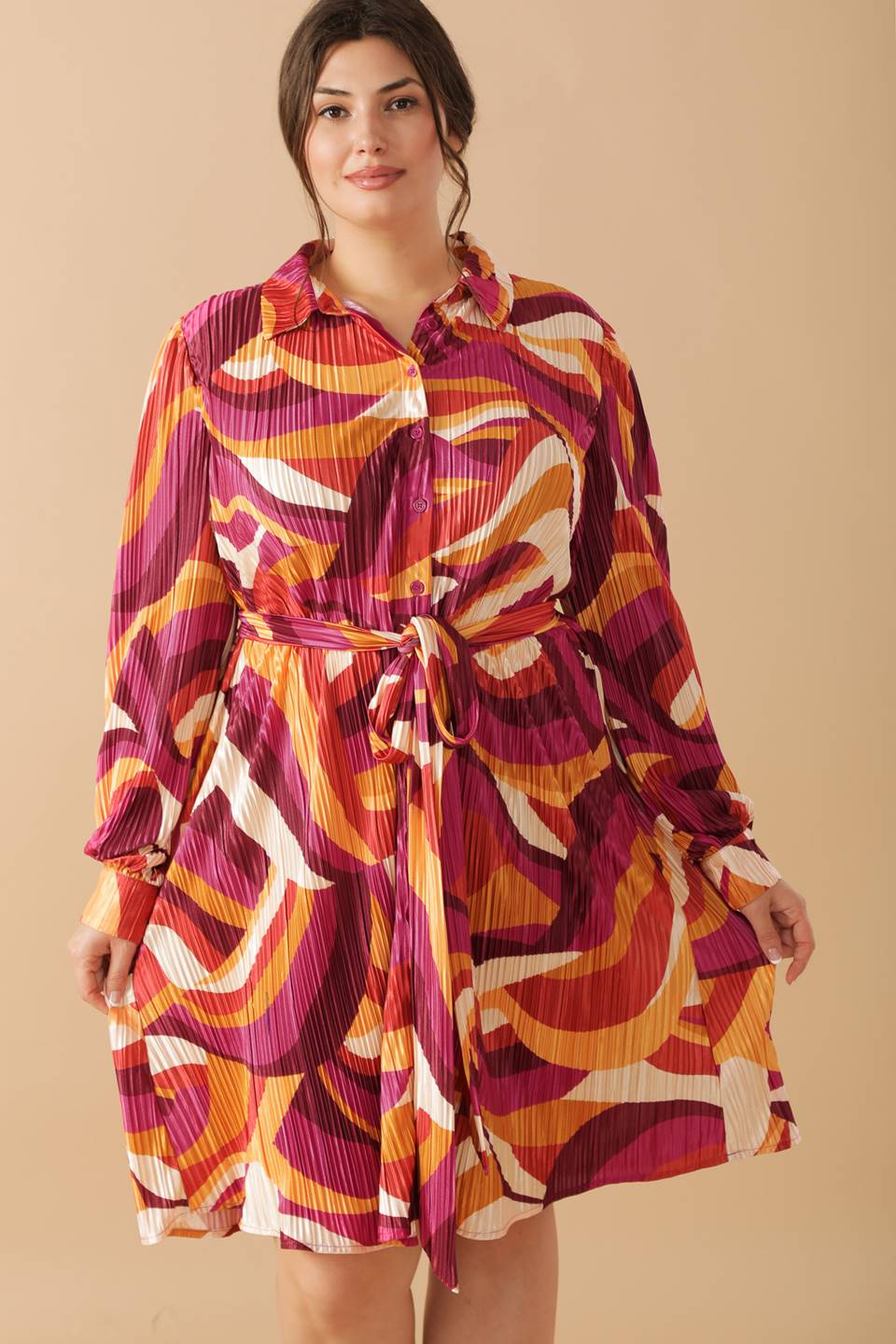 GET ON BOARD WOVEN PLISSE MINI DRESS Flying Tomato