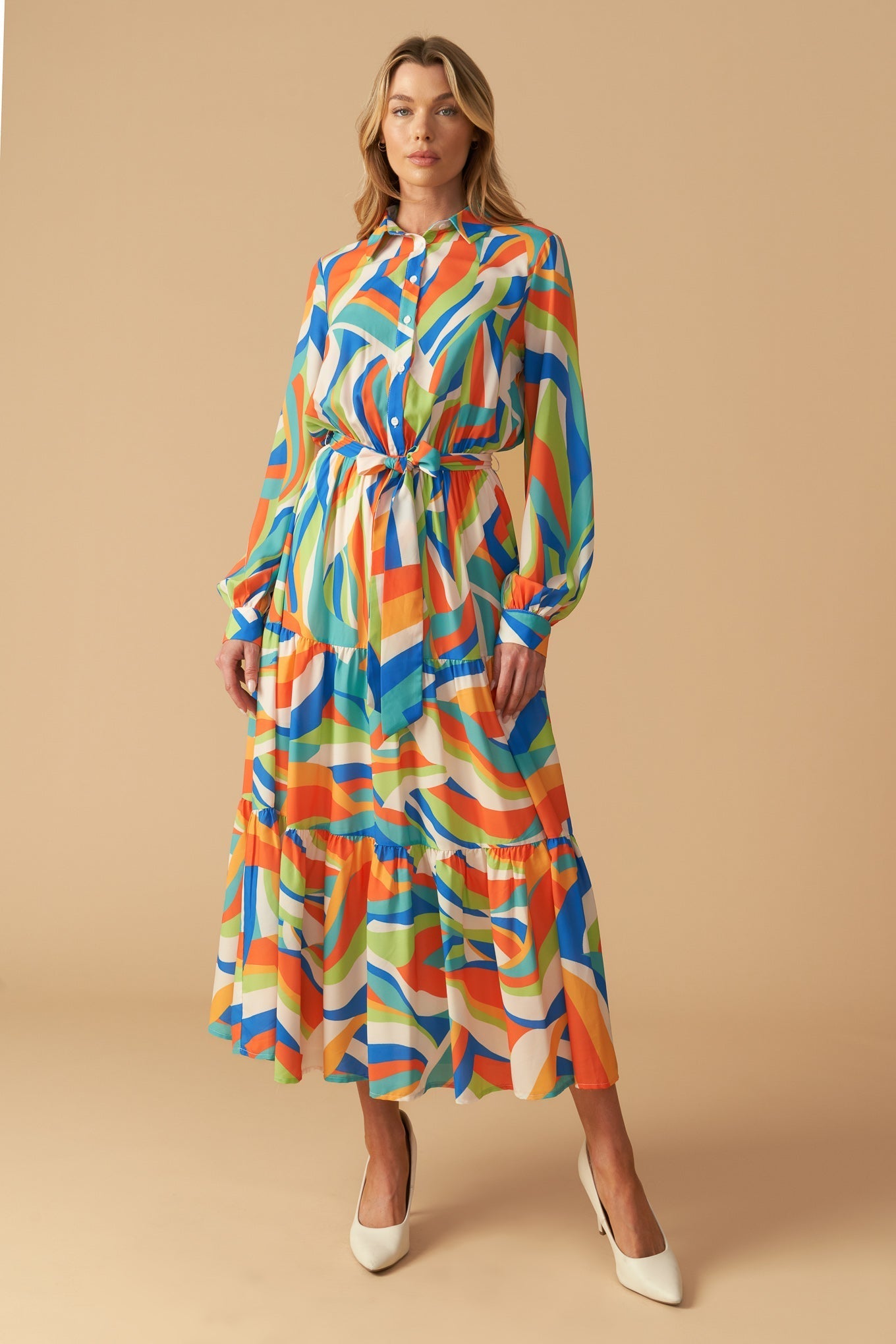 GLAM ATTITUDE WOVEN MIDI SHIRT DRESS Flying Tomato