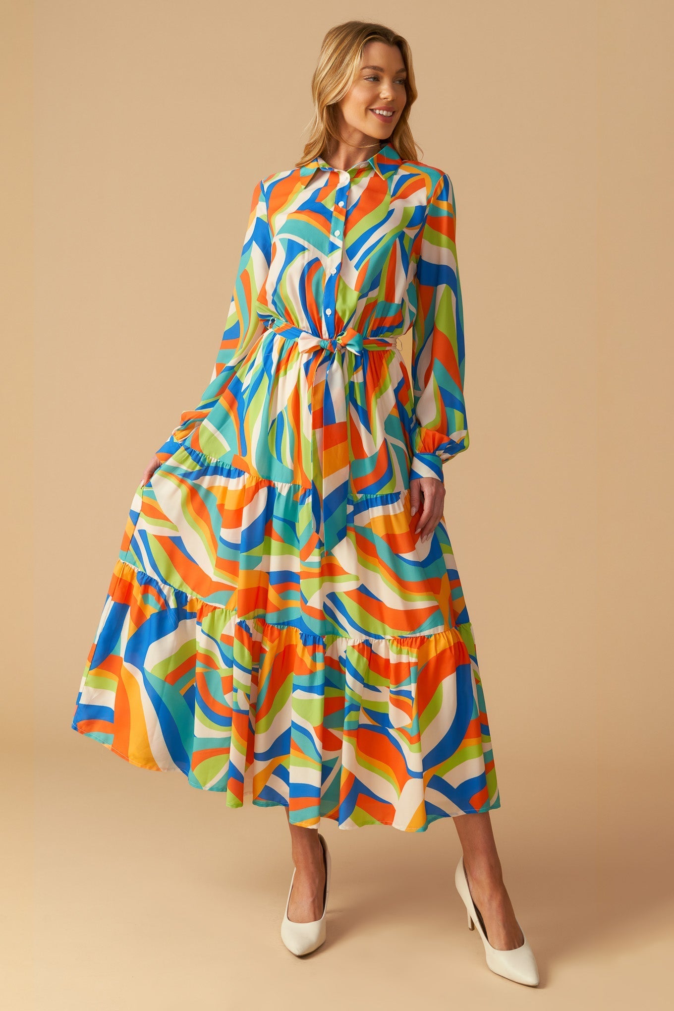 GLAM ATTITUDE WOVEN MIDI SHIRT DRESS Flying Tomato