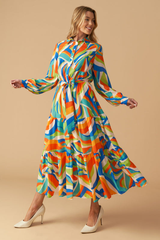 GLAM ATTITUDE WOVEN MIDI SHIRT DRESS Flying Tomato