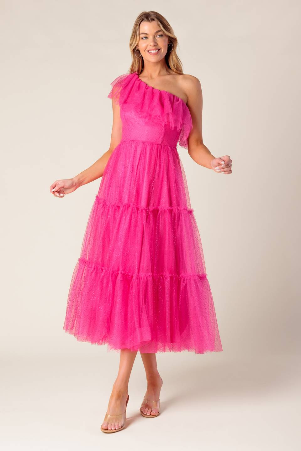SOME FRESH AIR FUCHSIA TULLE MIDI DRESS Flying Tomato
