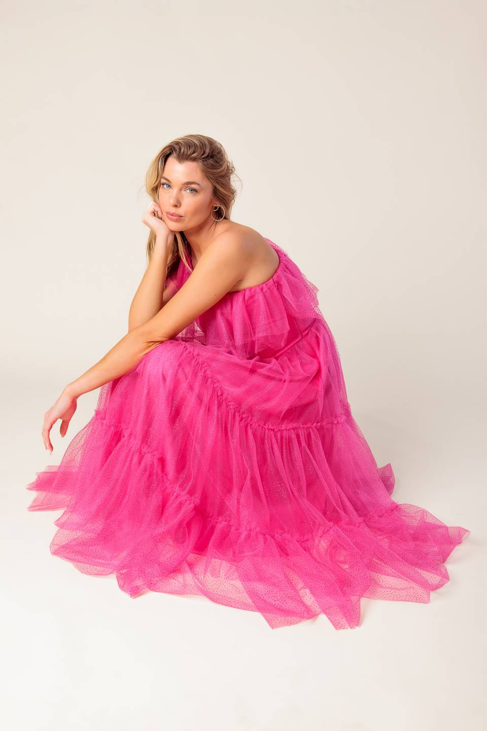 SOME FRESH AIR FUCHSIA TULLE MIDI DRESS Flying Tomato