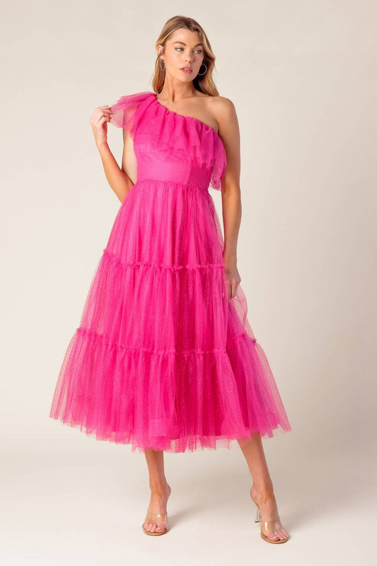 SOME FRESH AIR FUCHSIA TULLE MIDI DRESS Flying Tomato