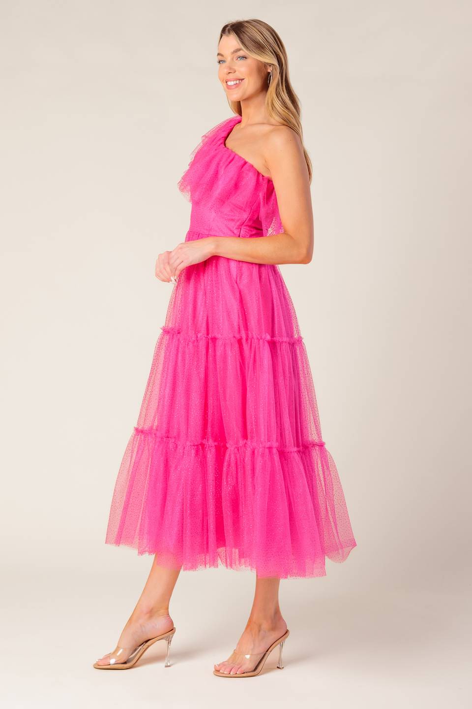 SOME FRESH AIR FUCHSIA TULLE MIDI DRESS Flying Tomato