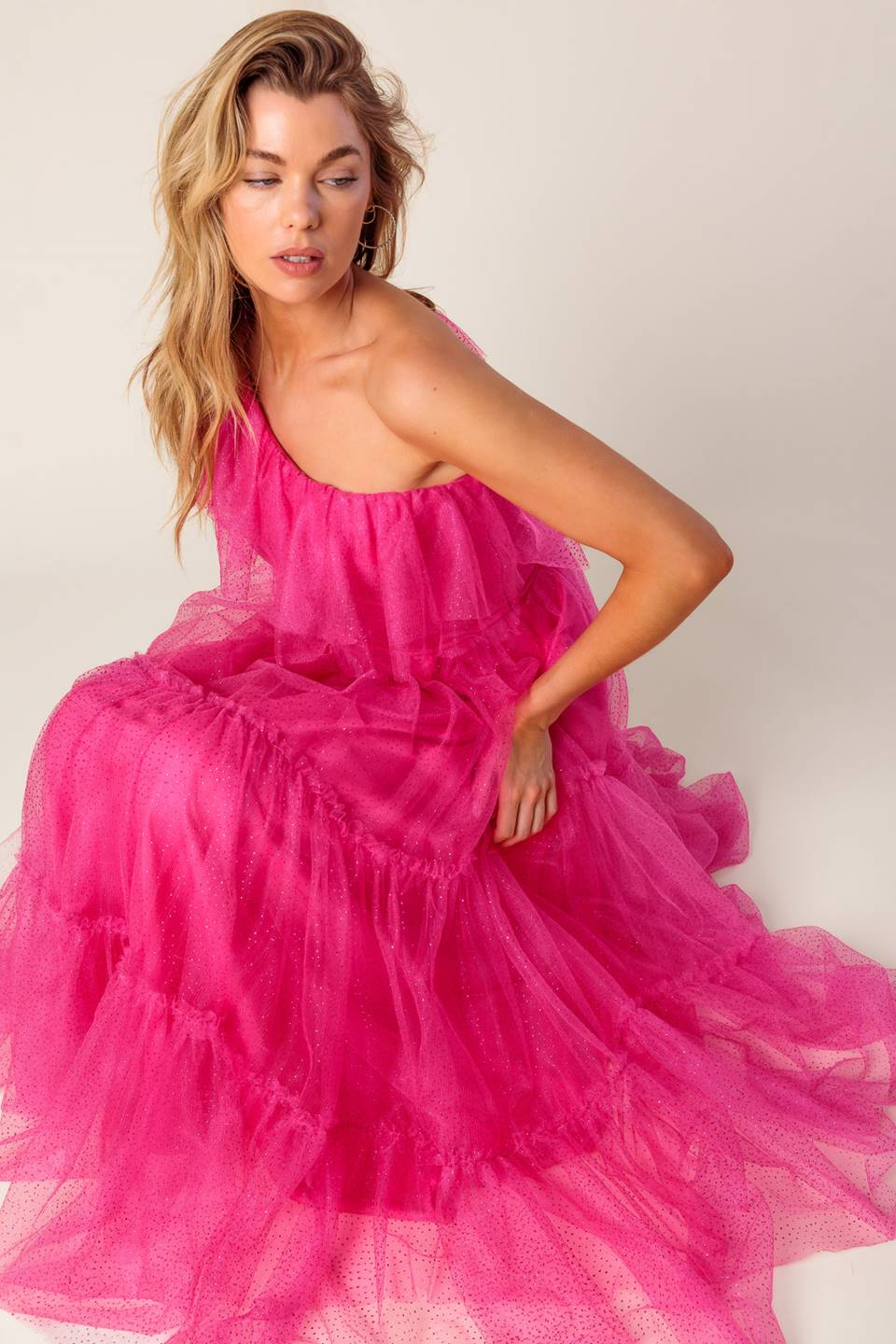 SOME FRESH AIR FUCHSIA TULLE MIDI DRESS Flying Tomato