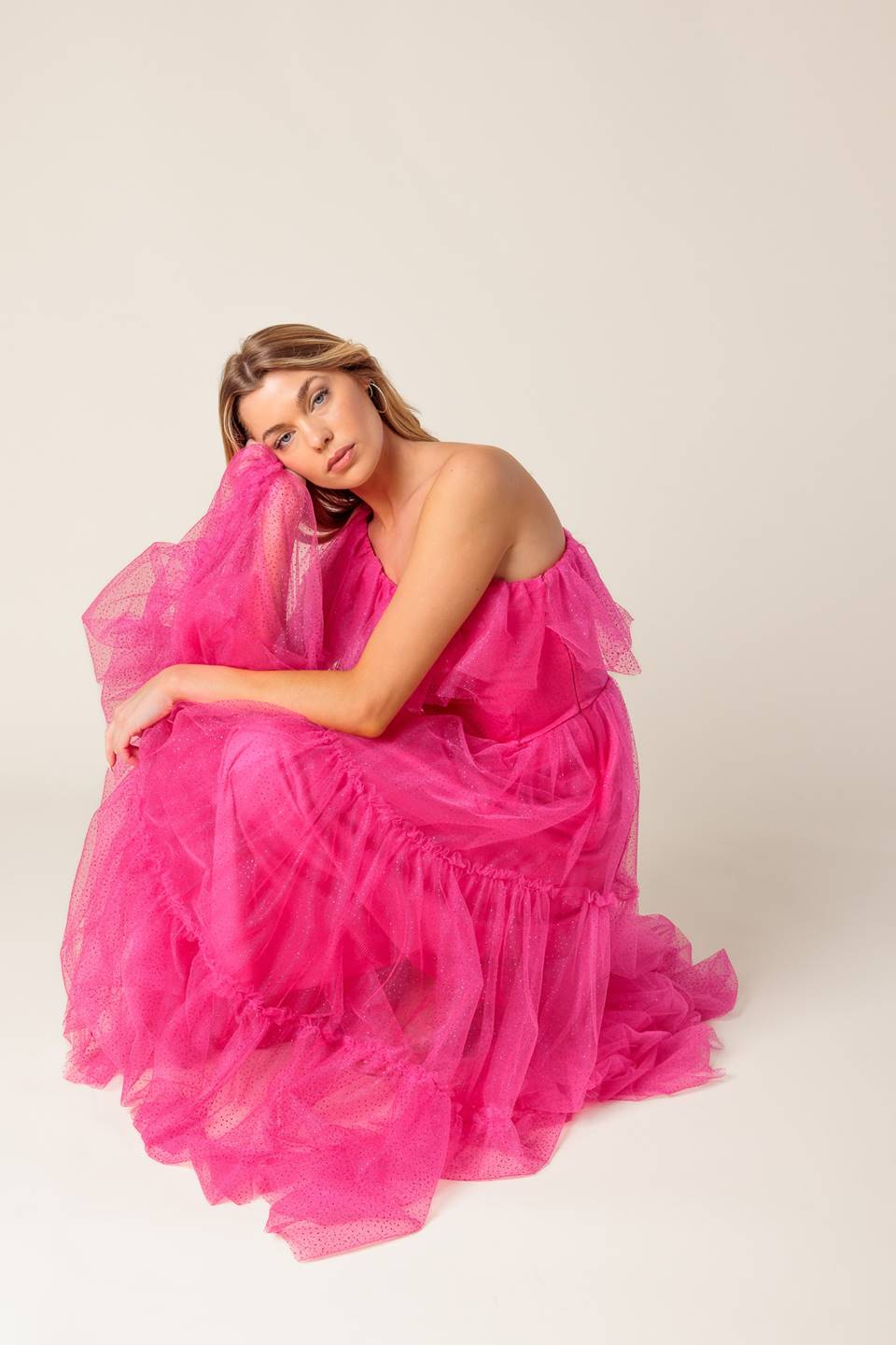 SOME FRESH AIR FUCHSIA TULLE MIDI DRESS Flying Tomato