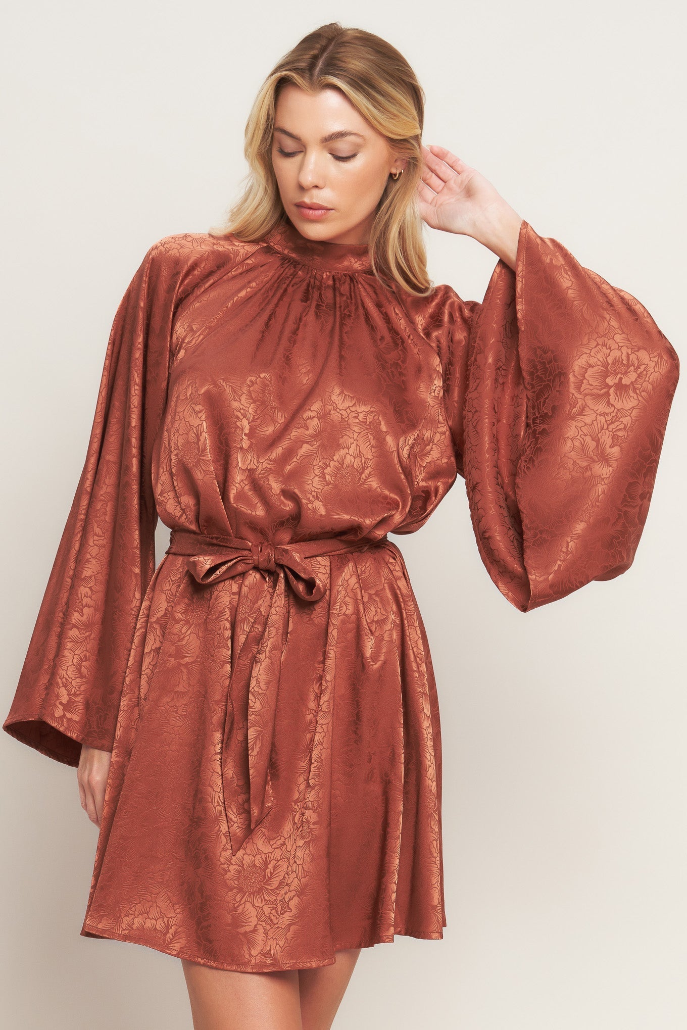 BY ANY MEANS WOVEN SATIN MINI DRESS Flying Tomato