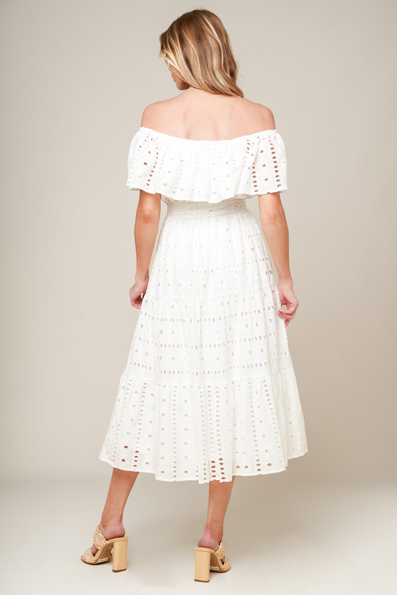 CATCHING MY BREATH EYELET MIDI DRESS Flying Tomato