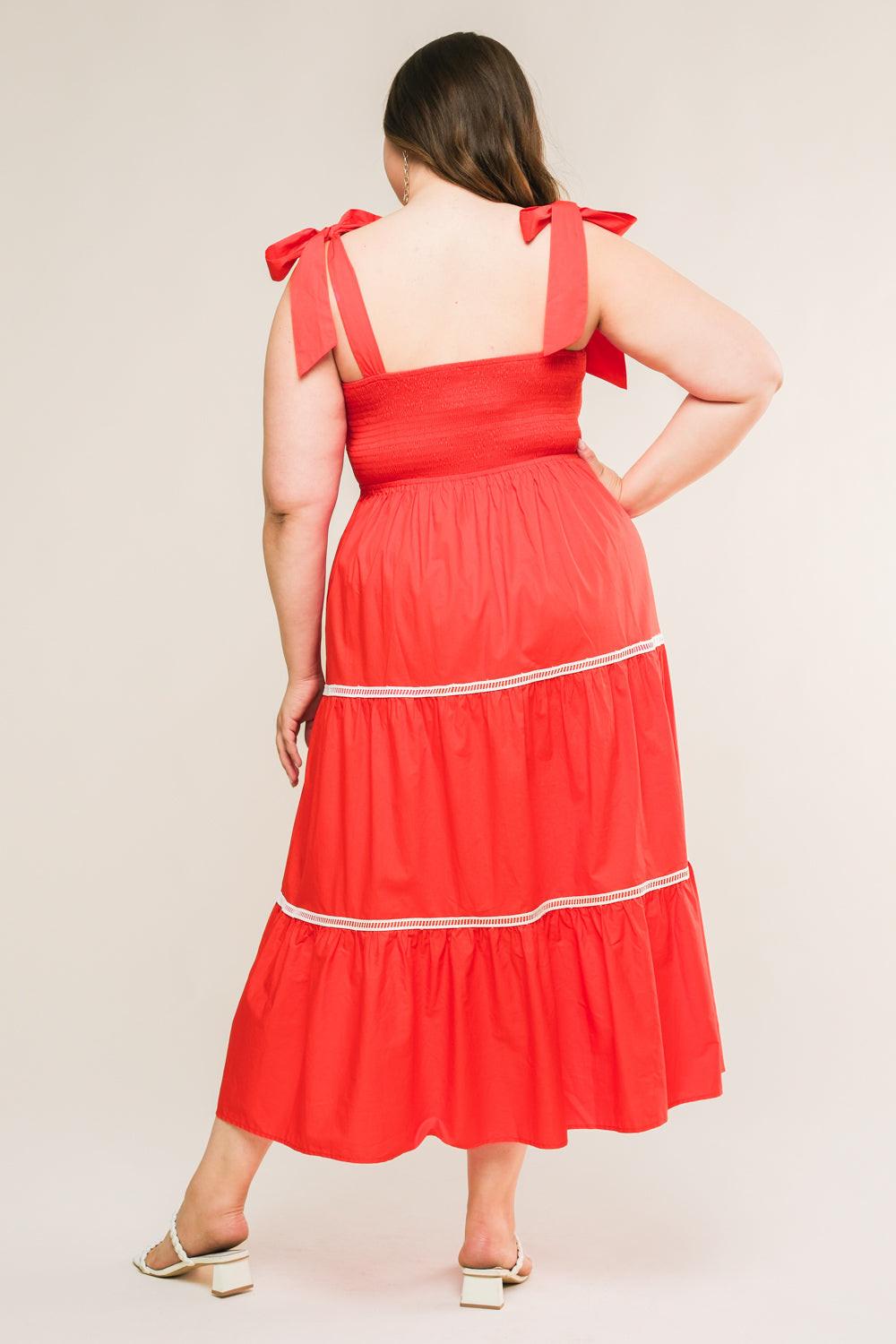 Fabric texture detail of the Flying Tomato BETTER THAN EVER POPLIN MIDI DRESS, showcasing the quality and weave of the poplin