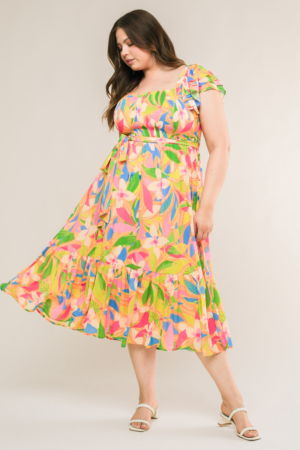 LOOK YOUR BEST WOVEN MIDI DRESS Flying Tomato