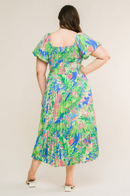 HIGH TIDE HEAVEN IN LOVELY BLOSSOMS WOVEN MIDI DRESS