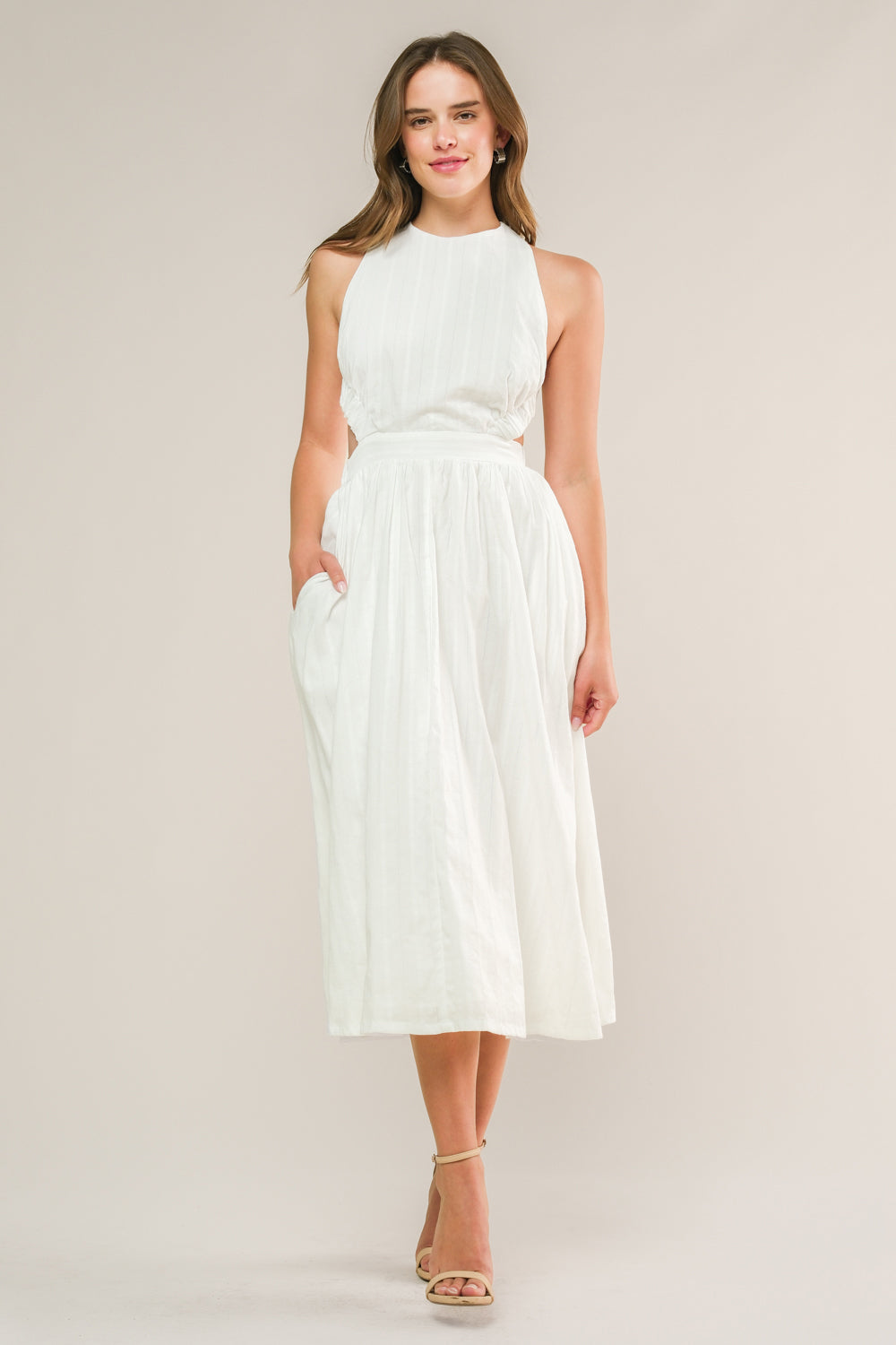 ADMIRED FROM AFAR WOVEN MIDI DRESS Flying Tomato