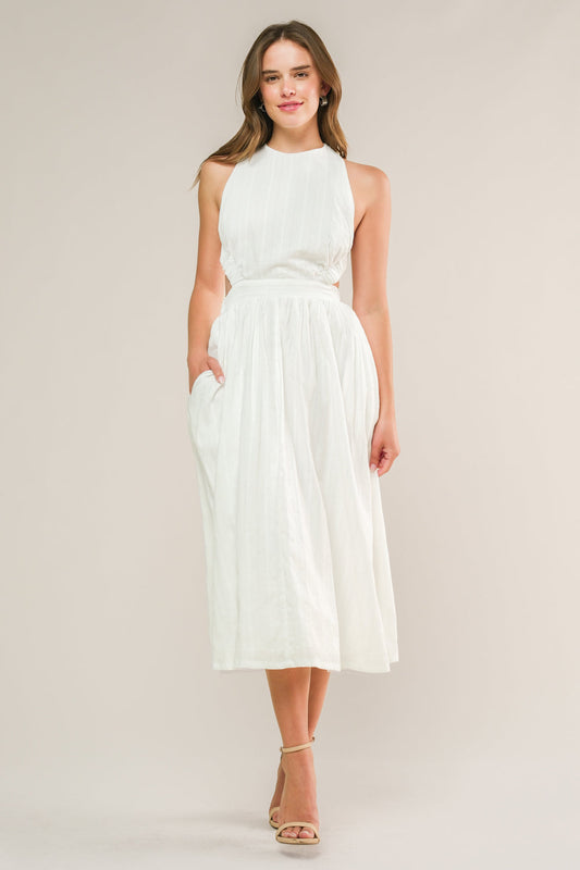 ADMIRED FROM AFAR WOVEN MIDI DRESS Flying Tomato