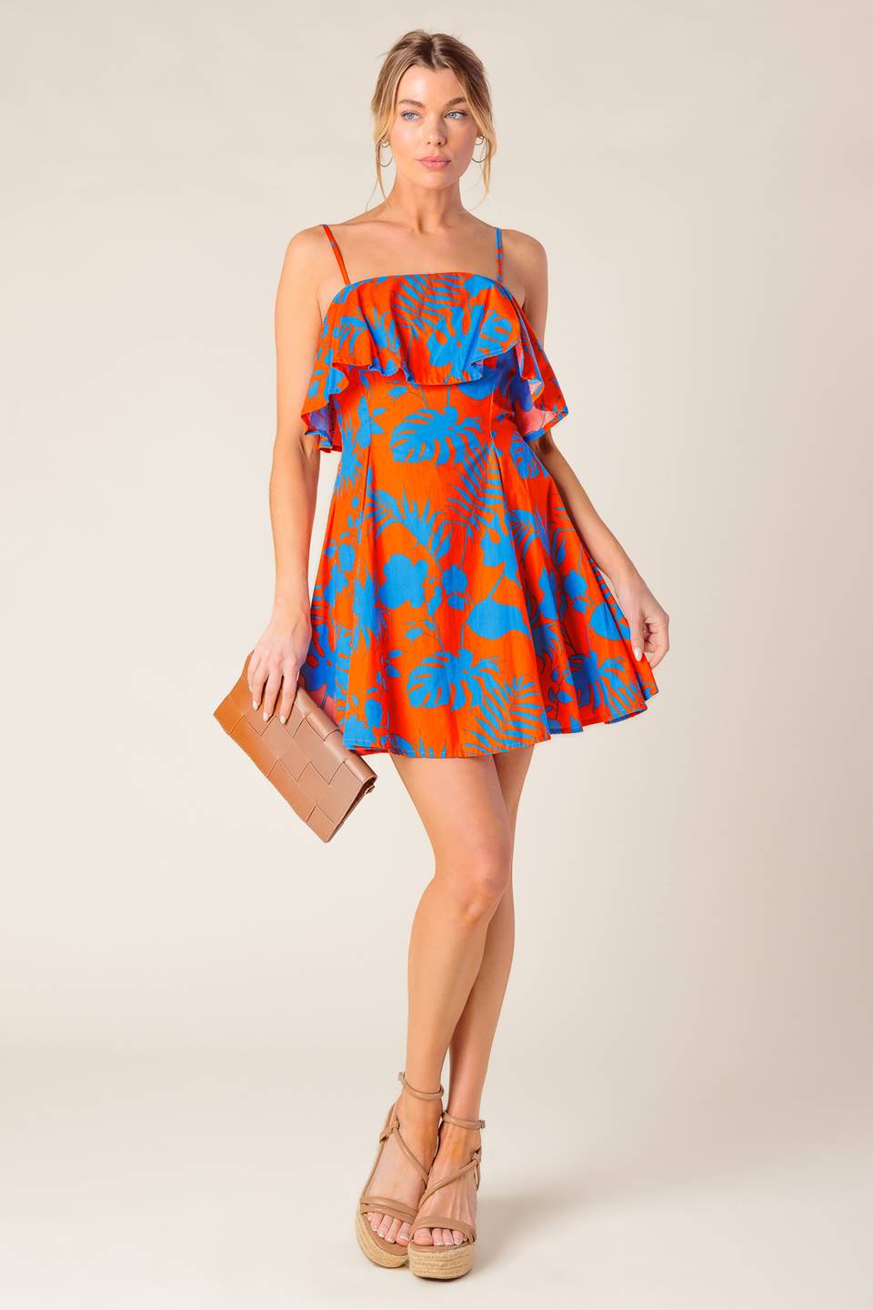 STOPPING TIME ORANGE WOVEN MINI DRESS Flying Tomato