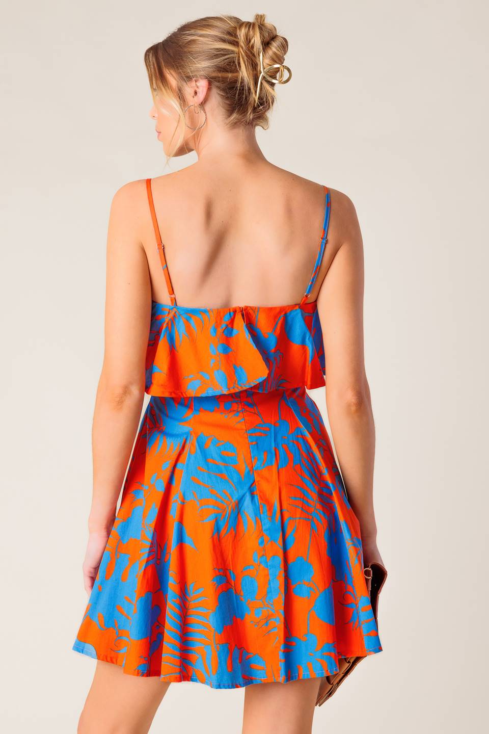 STOPPING TIME ORANGE WOVEN MINI DRESS Flying Tomato